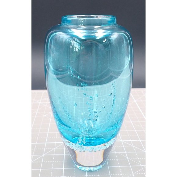 Light Blue Sea Foam Buzz Blodgett Glass Vase 2000 Signed - Picture 1 of 5